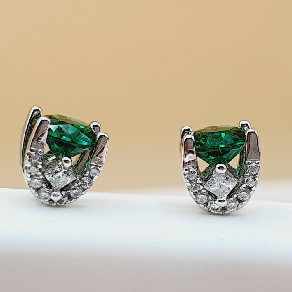 "Birthstone S925 Sterling Silver CZ Stud Earrings for Women/Girl, US19251044